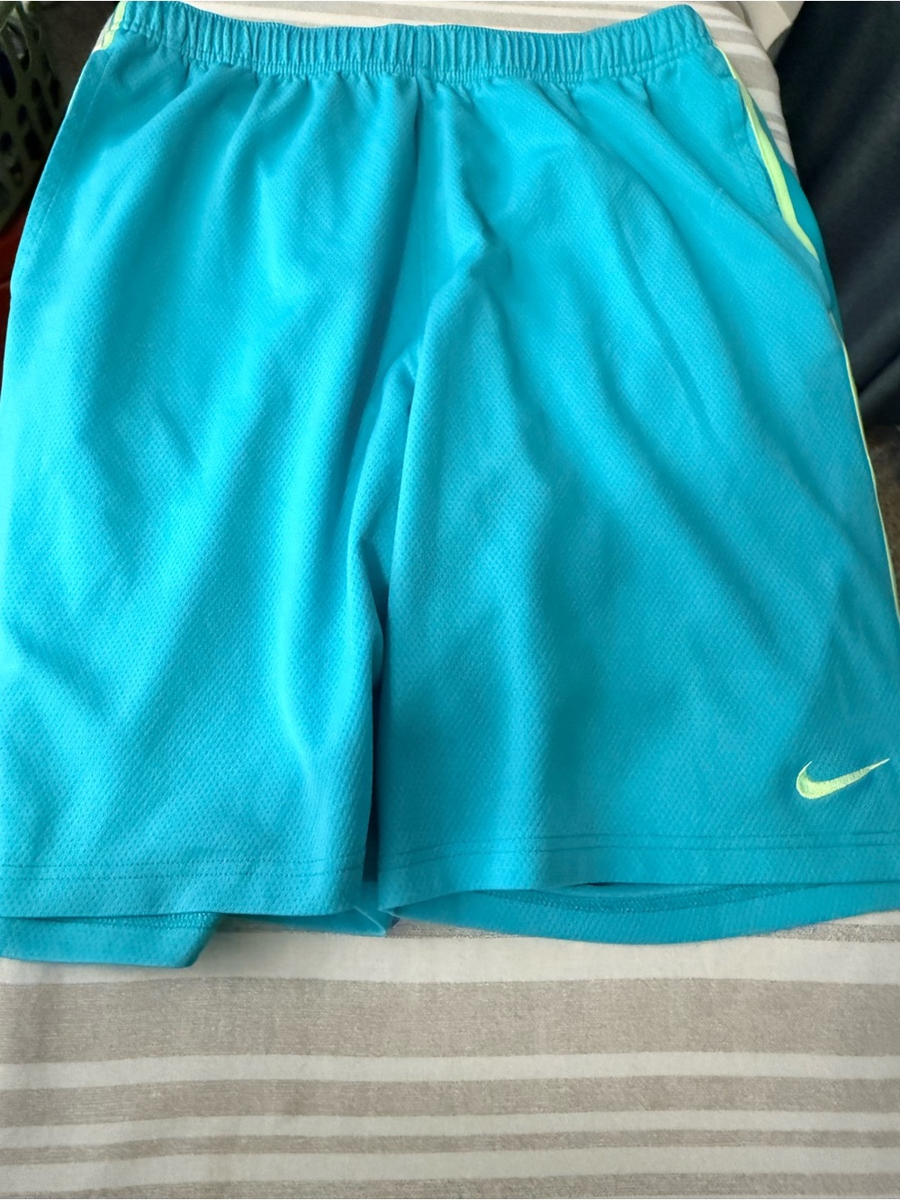 Nike Men’s Teal Athletic Shorts with Lime Accent